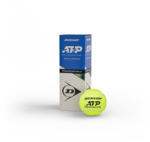 Dunlop Pelota de Tenis ATP Pressureless: para Arena, Pista Dura y césped (3 Pelotas)