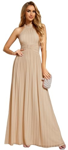 Ever-Pretty Robe de Soiree Femme Longue Épaules Dénudée Plissé sans Manches Taille Empire Scintillante EE41961