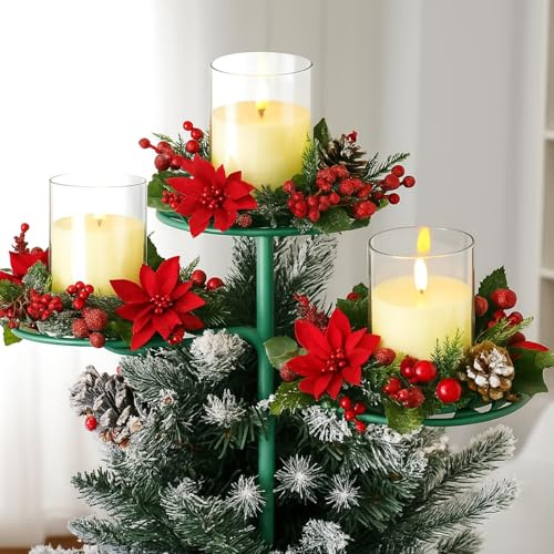 AceOrbit Portavelas de 3 niveles para árbol de Navidad, planar, universal, triple árbol, estabilizador, barra de soporte de plástico, accesorios ajustables, estabiliza los adornos de temporada de