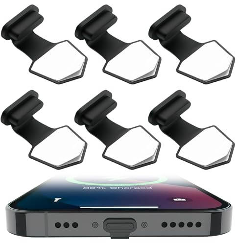 Lunpoem 6PCS USB C Dust Plugs, Anti-Dust Port Covers for Phone USB Type C Port Silicone Protector Caps for Phone, Tablet, Laptop Charging Ports