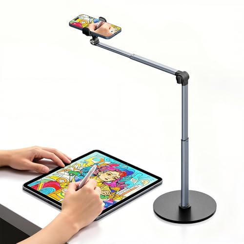 MoKo Overhead Tripod for iPhone, Heavy Duty Aluminum Overhead Phone Mount
