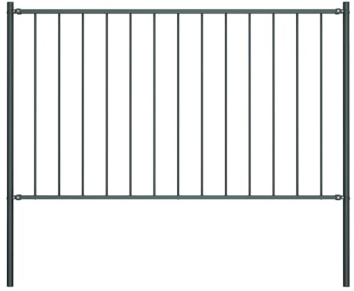 Clôture de jardin - Frise pour clôture de jardin - Élément de clôture avec poteaux en acier revêtu par pulvérisation - 1,81 x 0,75 m - Anthracite - Pour jardin, terrasse, balcon