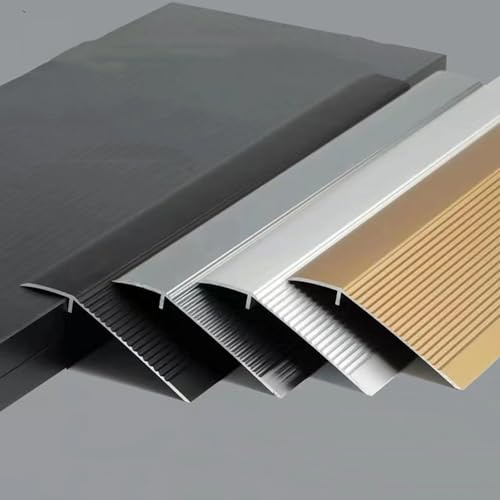 Tröskelprofil – matt-/kakelprofil – metallprofil 90 cm – matt svart – för vinylgolv i träimitation (silver)