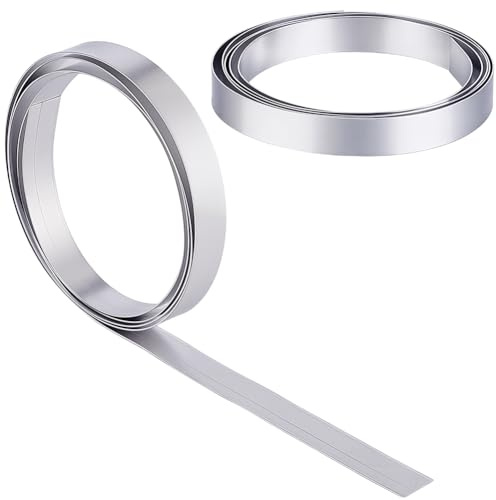 Beebeecraft 2 Rolls Bezel Strip 3.28 Feet Flat Aluminum Wire 10mm/0.4 Inch Wide Silver Metal Bendable Flat Craft Wire for Jewelry Making DIY Gem Wrapping Bezel Sculpting Bonsai Armature Crafting