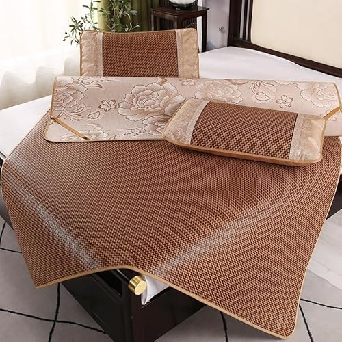 OAKVYNE Stuoia Di Bambù Per Letto Con Doppio Lato,Pieghevole Stuoia Di Bambù Per Letto,Materassino Estivo In Rattan,Tappetino Dormire Estivo Da In Rattan,Per Casa(90 x 190 cm/35.4 x 74.8 in)