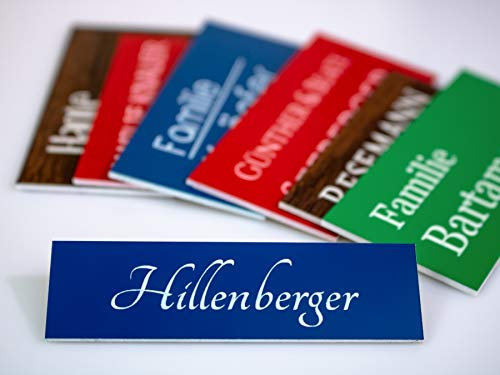 Klingelschild Türschild mit Gravur Türschilder in versch. Größen und Farben für die Haustür - Briefkasten Namensschild selbstklebend Briefkastenschild Rot Schwarz Holz Weiß