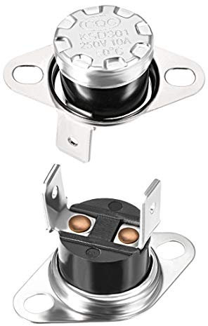 sourcing map Interrupteur contrôle température KSD301 thermostat 90°C 10A normalement fermé NC 2Pcs