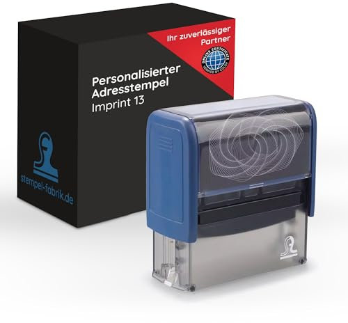 stempel-fabrik – Imprint 13 Stempel mit Wunschtext personalisieren – selbstfärbender Stempel als Namensstempel, Adressstempel, Firmenstempel & Co zu verwenden (58 x 22 mm | 6 Zeilen)