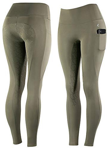 HORZE Gracie Damen Vollbesatz Reitleggings Mit Silikon Grip Und Hohem Bund, Glitter Pink, Grau, 40
