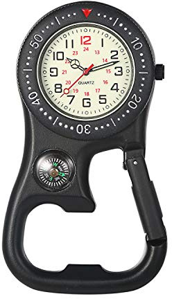 Lancardo Clip On Quartz Watch for Men and Women Glow in The Dark Backpack Buckle Belt Fob Watch for Doctors Nurses Chefs Hiking or Climbing