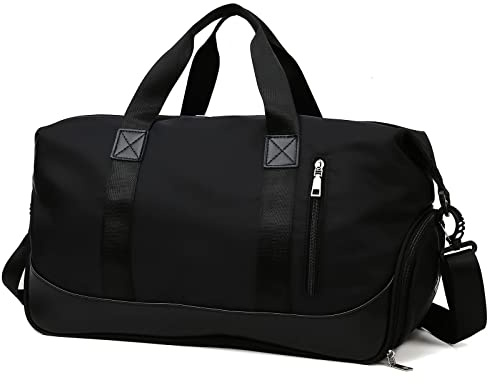 Keyck Sac de Sport Femme Homme,Sac de Voyage avec Compartiment Chaussure et Poche Humide,Impermeable Grande Capacité 40L Gym Duffel Bag,Oxford Sac Weekend pour Fitness Camping Piscine,Noir