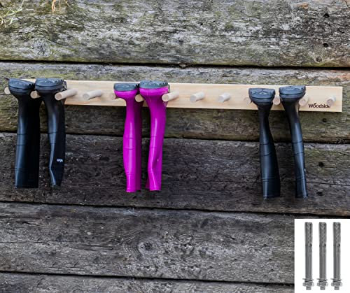 Woodside Wall Mounted Boot Storage Rack, Wooden Wellington & Riding Boot Holder, 6 Pairs