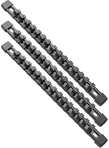 ALOANES 3PC ABS Socket Organizer, Socket Rails Fit 3/8 inch Drive