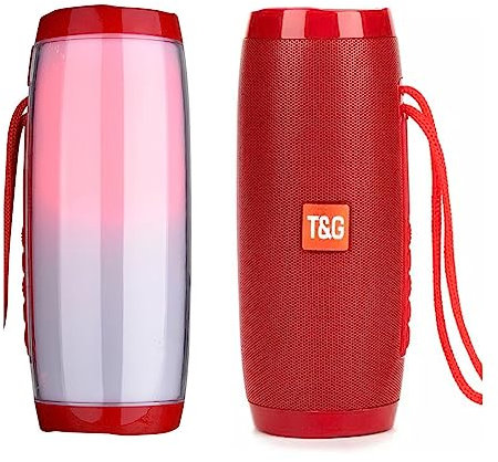 Bluetooth Speaker, Portable Wireless Bluetooth with LED Light, Outdoor Waterproof Speaker with USB Rechargeable Battery. Speaker for Travel, Sport. Work with all mobile phones and devices (Red)