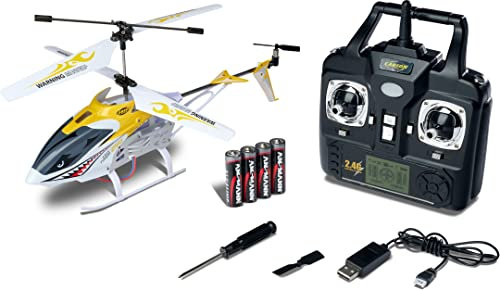 Carson 500507177 Easy Tyrann 250 2,4 GHz 100% RTF gelb – Ferngesteuerter Helikopter, Robustes RTF (Ready to Fly) Modell für Einsteiger, inklusive Batterien, für Kinder ab 12 Jahren