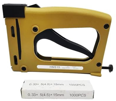SKDJFHF Grapadora neumática para tapicería Pistola de Clavos Manual for Muebles, Herramientas HM515 con Clavos de 1000 Uds. 5x15MM