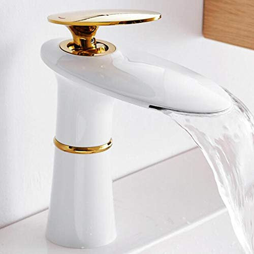 chandelier Basin Mixer tap Waterfall Bathroom Sink taps Hot and Cold Basin Faucet Brass washbasin undercounter Basin Bathroom Sink Faucet-White(Blanc) chandelier