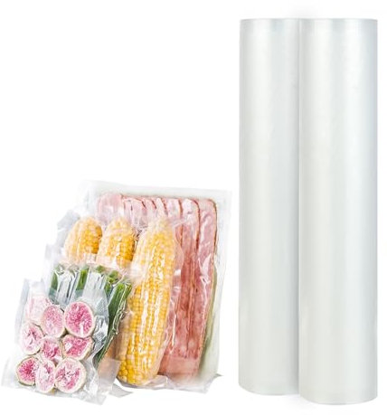 2 rouleaux 28x600 cm film sous vide alimentaire - Sac sous vide alimentaire BPA-free, résistant à la chaleur, idéal pour la cuisson sous vide et la conservation longue durée.