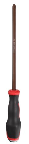 HARFINGTON PH4 Phillips Screwdriver #4 12.99 Magnetic Screwdrivers 5.12 Heat-Treated S2 Alloy Steel with Ergonomic Handle for DIY Repairing, Red Brown