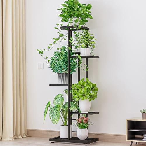Aptliton Plant Stand Indoor, 5 Tier Metal Plant Stand Shelf for Indoor Plants Multiple, 98CM Tall Flower Pot Display Shelving Unit for Patio Garden Corner Balcony Living Room(Silver)