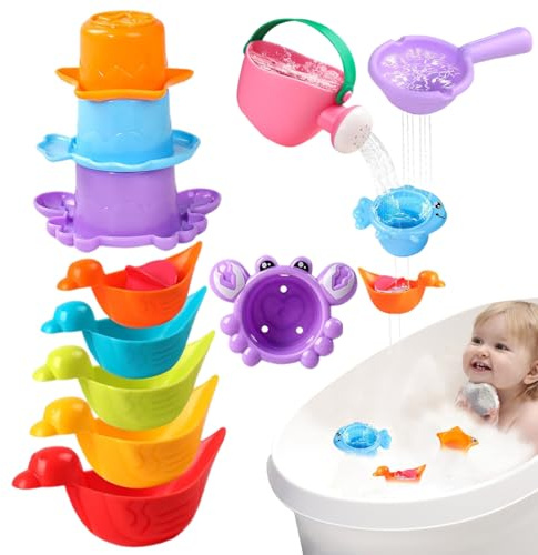 Badleksak för baby 10-delars vattenleksak barn pool Pp plaskdamm babyleksak från 1 år med djur bevattningsskyffel bevattning kan båtar stapelkopp