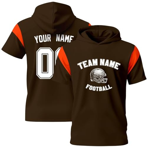 Maillot Personnalisé pour Hommes Femmes Jeunes Préscolaires Oversize Rugby Sport T-Shirts avec Capuche Personnalisable Football Américain Maillots avec Logo Nom et Numéro