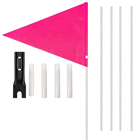 Muzrunq Drapeau de sécurité de vélo, Drapeau remorque vélo pour Enfant, réfléchissant pour Enfants avec Support Fixation Rose