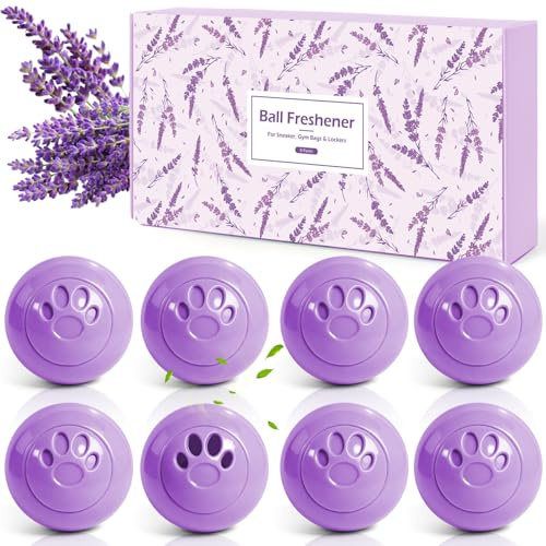 Scent-Hi Balles Désodorisantes, Deodorant Chaussures Anti, 8 Boules, pour des Chaussures, des Casiers, des Sacs de Sport, Verrouillage/Ouverture par Torsion - Parfum Lavande