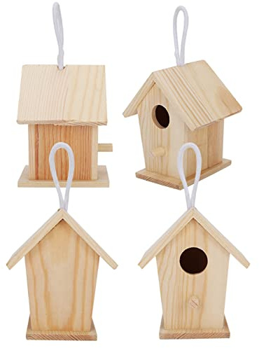 YDuupxe Casa para Pájaros de Madera Mini Colgante para Jardín y Balcón, Diseño único, Refugio Seguro, Madera de Platano Resistente a la Humedad, Pájaros Pequeños