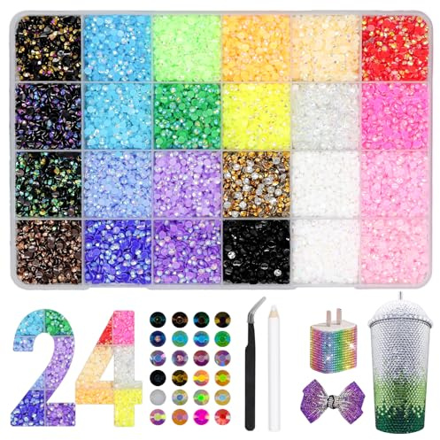 24000+ Strasstenar 3 Mm 24 Färger För DIY Och Dekor | Glittrande Stenar För Textil Muggar Ramar Mobilskal Böcker Naglar Och Makeup
