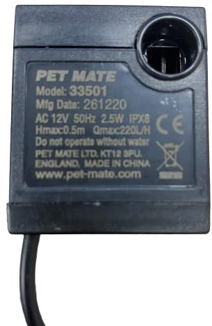 Pet Mate Ersatzpumpe für Trinkbrunnen (354) – Sorgt für kontinuierlichen Wasserfluss, kompatibel mit Cat und Dog Mate Trinkbrunnen