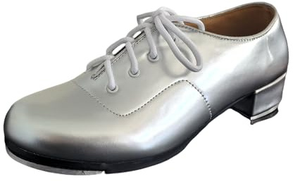 MSMAX Tap Shoes for Men Silver Lace Up Dance Oxford for Adults 10.5 M US Men