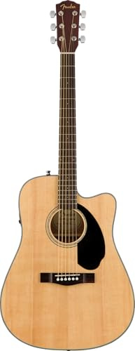 Fender CD-60SCE Dreadnought Elektroakustikgitarre, natürlich, Inklusive kostenloser virtueller Kurse auf Fender Play