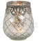 Vintage Kerzenglas Windlicht silber in 10 cm - Modernes Windlichtglas als Kerzenständer Laterne und Teelichthalter - Boho Kerzenhalter Teelichtglas für Wohnzimmer Tisch-Deko, Balkon, Hochzeit