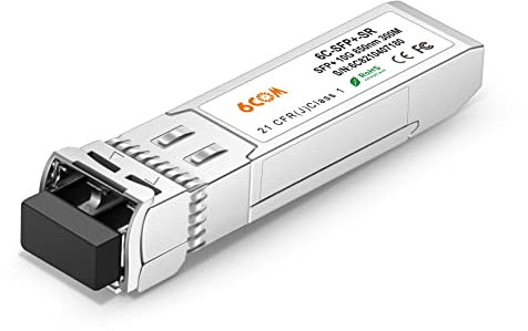 6COMGIGA 10G SFP+ Transceiver, 10GBase-SR LC Multiple-Mode-Modul kompatibel für Cisco, Ubiquiti, D-Link, Supermicro, Netgear, Mikrotik, ZTE (MMF, 850 nm, 300 m, DDM)