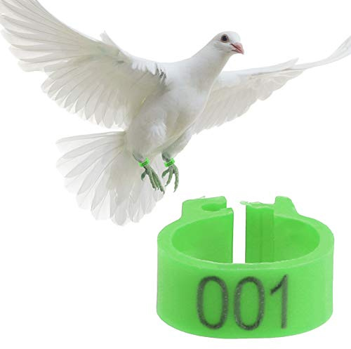 100PCS/Bag 8MM Plastic Pigeon Bands Rings, 001-100 Numbered Plastic Pigeon Bird Leg Bands Rings with Number(Greeb)