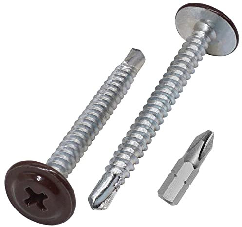 SKIR'CO (40 pezzi) Viti autoperforanti verniciate 4,2 x 40 mm, vite per lamiera, testa a traliccio modificata PH (Marrone Cioccolata RAL 8017)