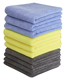 Mikrofaser-Reinigungstuch, ultraweich, saugfähig, fusselfrei, für Zuhause, Büro, Industrie und Autoreinigung, 32 x 32 cm, 80 % Polyester, mehrfarbig, 10 Stück