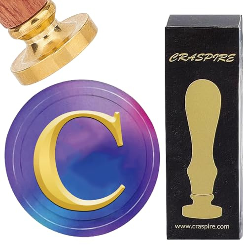 CRASPIRE Initial alfabet C vax försegling stämplar bokstav vintage avtagbar mässing försegling stämpel huvuden 25 mm koppar med trähandtag för bröllop jul kuvert inbjudningar kort gör-det-själv