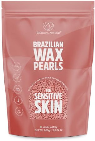 Beauty’s Natural® 800g cera brasiliana perle con biossido di titanio e resina di origine naturale Made In Italy. Cera depilatoria brasiliana senza strisce ideale per depilazione corpo Nickel Tested.