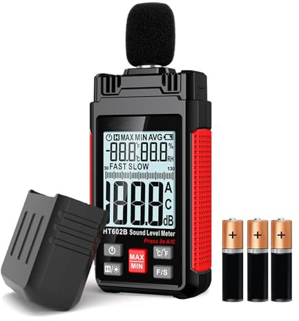 Lancoon Misuratore Decibel Fonometro con A/C ponderato Dati Tenere MAX/MIN Tester Misura Rumore per la casa Scuola Rumore Fabbrica Gamma 30-130dB