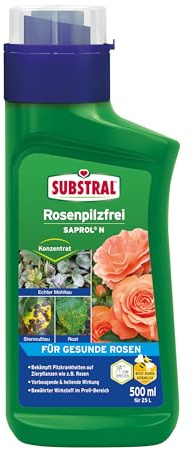 Substral Rosenpilzfrei SAPROL N, 500ml, Fungizid Konzentrat gegen Pilzbefall an Rosen & Zierpflanzen, Schwefelbasiert, grün