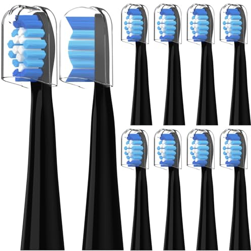 10 Stück Kompatibel mit Oral-B Pulsonic Elektrische Zahnbürste Schallzahnbürste Ersatz Zahnbürste Köpfe, Passend für Oral-B Pulsonic Aufsteckbürsten, Mit Staubabdeckung (Schwarz, M)