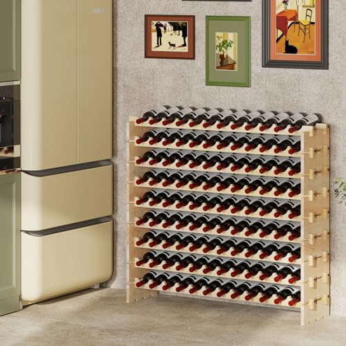 Giantex Casier à Vin avec 9 Étagères pour 108 Bouteilles, Range Bouteille en Bois de Sapin, Désign Séparable et Empliable, Étagère Vin pour Maison, Bar, Restaurant, 119 x 29 x 108 cm
