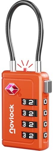 Cadenas TSA à 4 chiffres avec Indicateur d’Ouverture – pour Valise, Bagage Cabine, Sac à Dos – Accepté pour les Voyages en Avion – Lot de 1, Orange