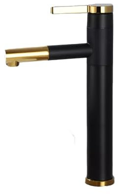 Black PullOut Bathroom Faucet Modern Sink Mixer Tap with Hot & Cold Water Stylish Black & Gold Design for UnderCounter & AboveCounter Washbasins