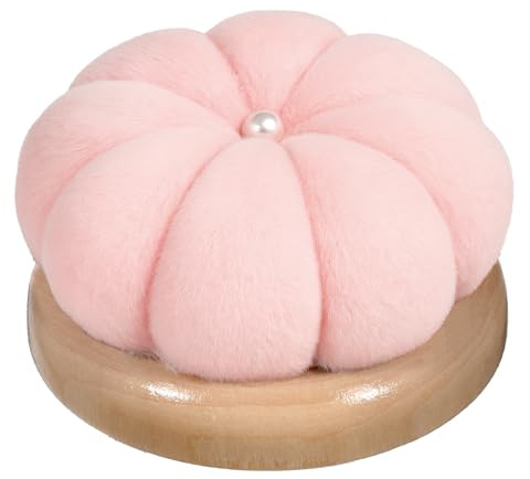 Simpatici puntaspilli con base in legno in stile giapponese, cuscino rotondo per puntaspilli da cucito, trapuntatura, cucito, cucito, artigianato fai da te, rosa chiaro