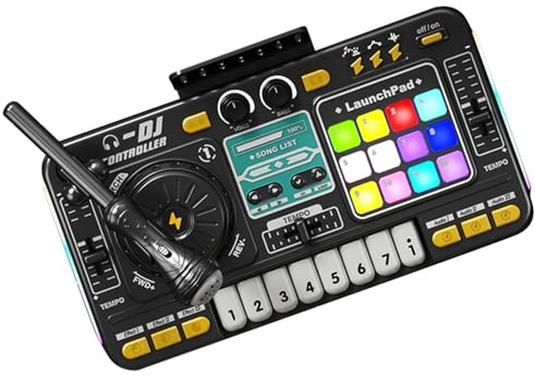 Music Mixer Piano Toy - Kids Soundboard, DJ Clavier | Touchez Le Sensible Avec Des Battements Intégrés, Synthétiseur De Charge LED, Mélangeur USB Compact Effets Légers Pour L'apprentissage La Récréati