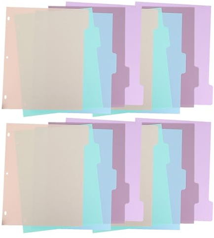ZUNOXAZ 20 Pièces Intercalaires pour Carnet avec Onglets Colorés Séparateurs de Pages à Trois pour Classeur à Anneaux Organisation Rapide et Surface Écriture Lisse