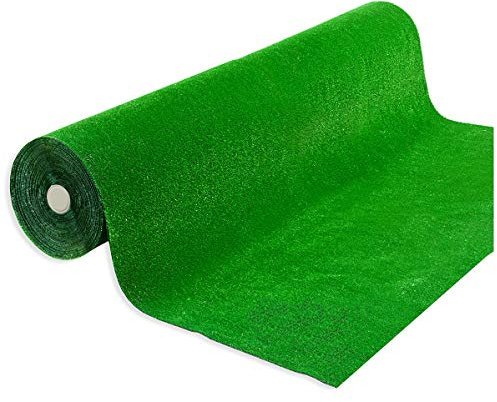 Gazon synthétique 2 x 4 m, hauteur 7 mm, 4 piquets en acier, avec fausse herbe, jardin, extérieur, intérieur